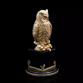 Silver-plated sculpture "Wise Owl" with gilding